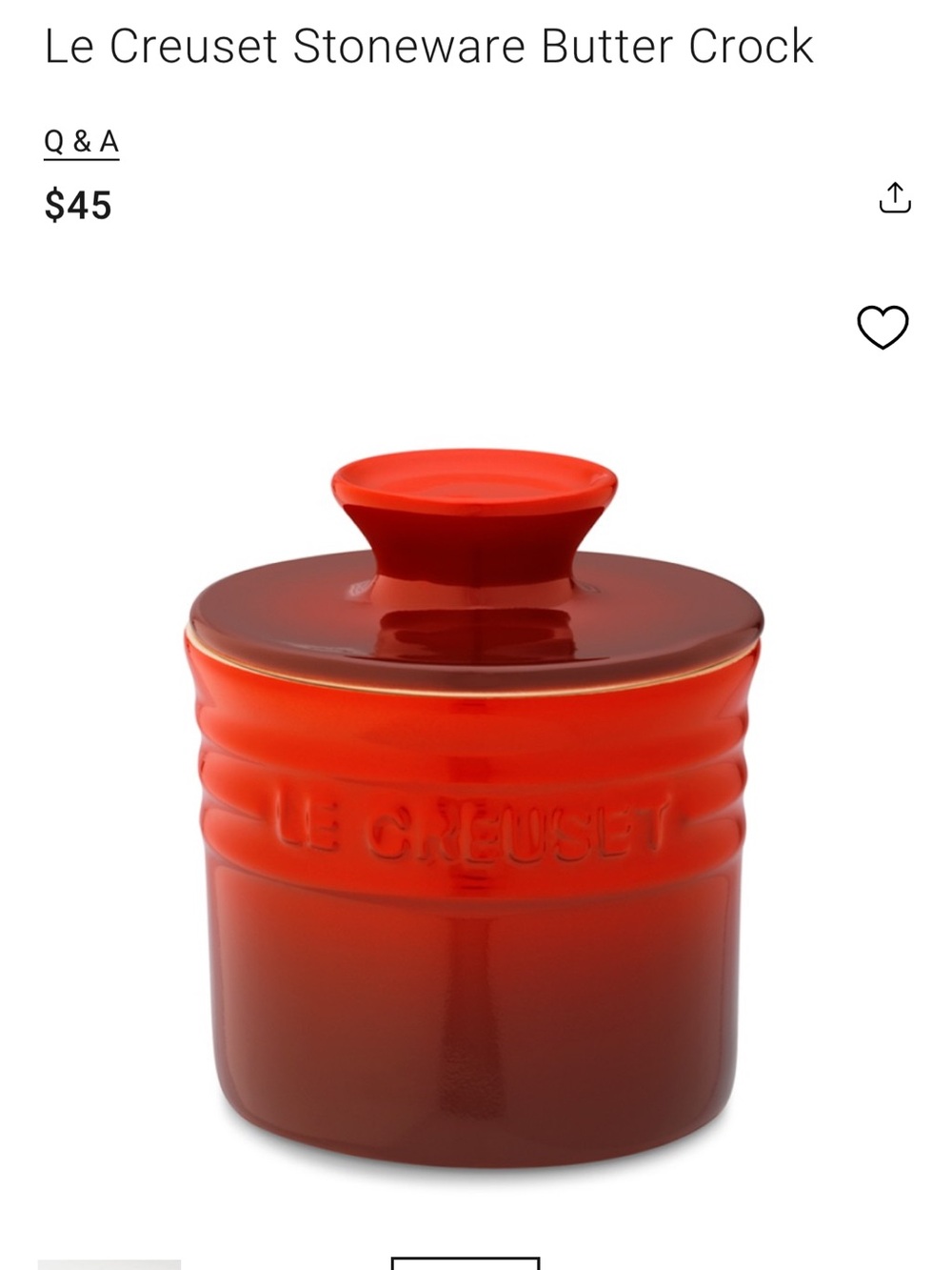 Le Creuset Stoneware Butter Keeper Crock